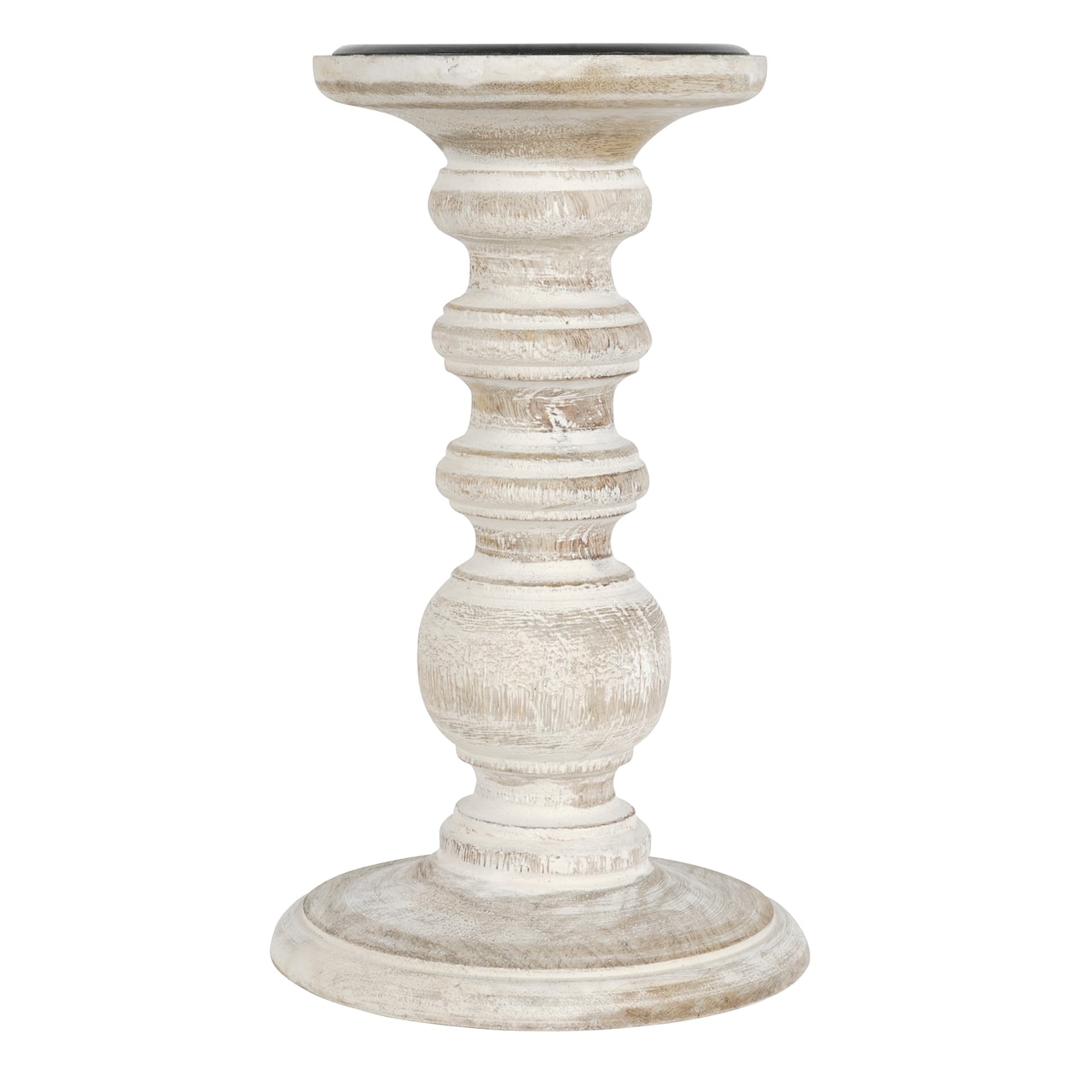 8 Pack: 8" Whitewashed Wood Carved Pillar Candle Holder by Ashland®
